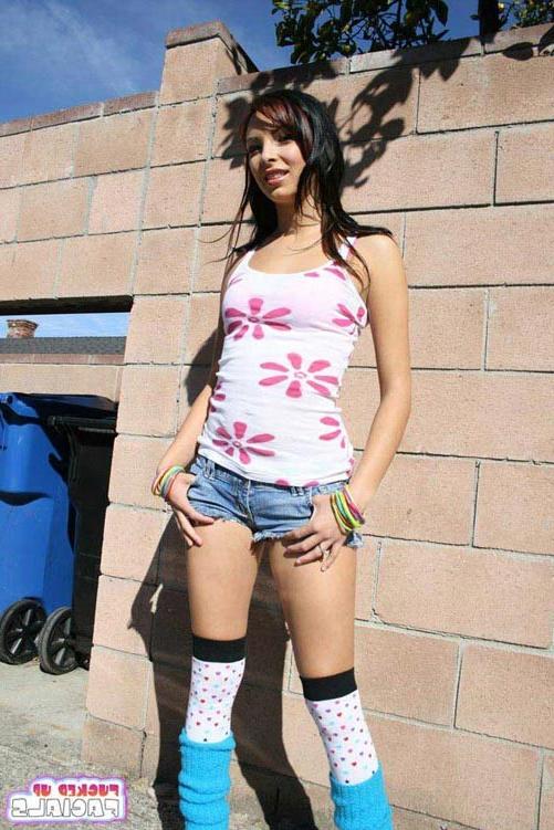 17P Horny brunette chick on a massive bukkake orgy getting jizz