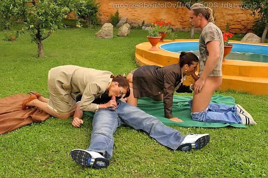 16P Two couples having fully clothed outdoor groupsex