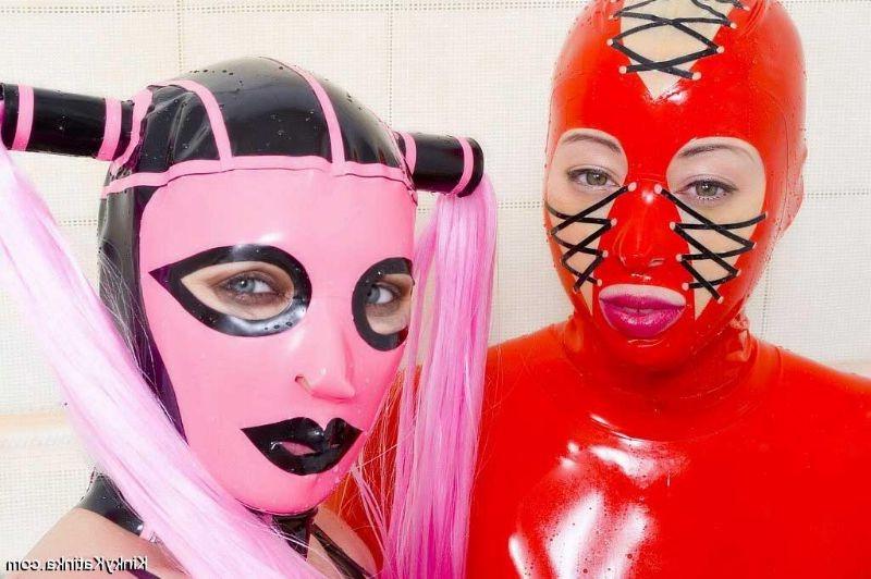 16P Two girls in latex taking a bath