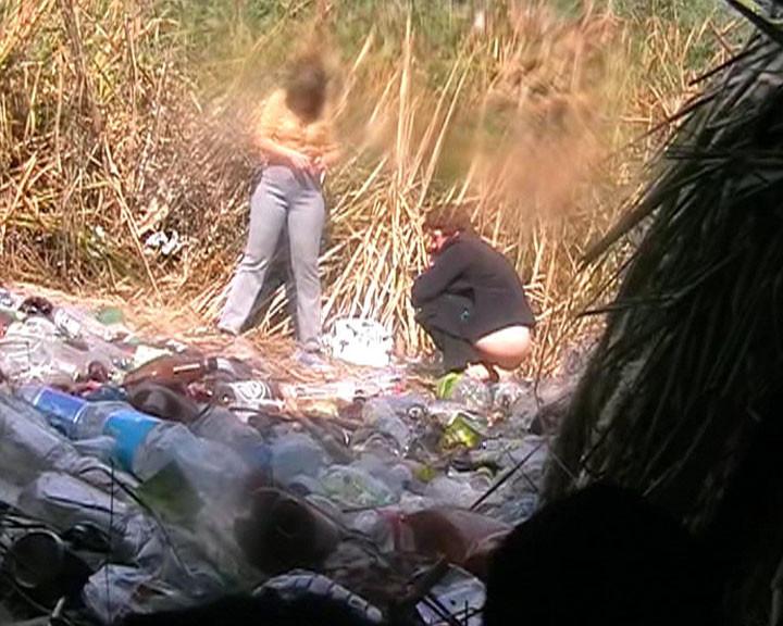15P Several jolly chicks furtively filmed making a pee