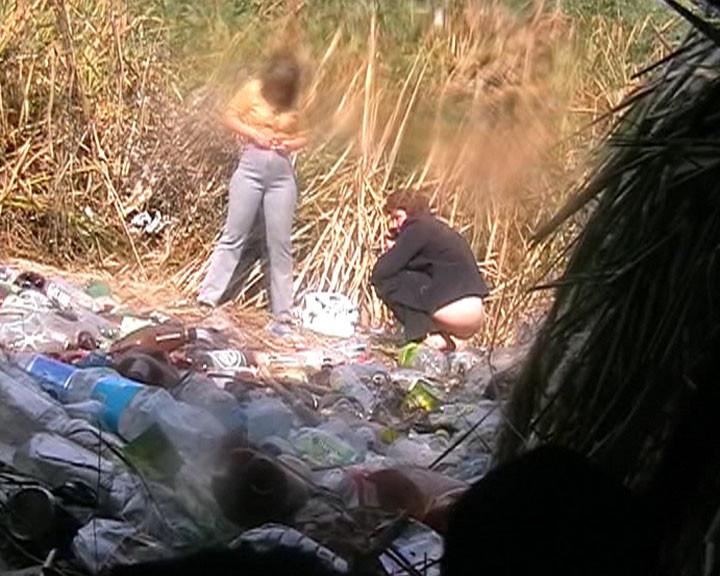 15P Several jolly chicks furtively filmed making a pee