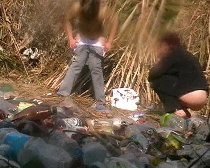15P Several jolly chicks furtively filmed making a pee