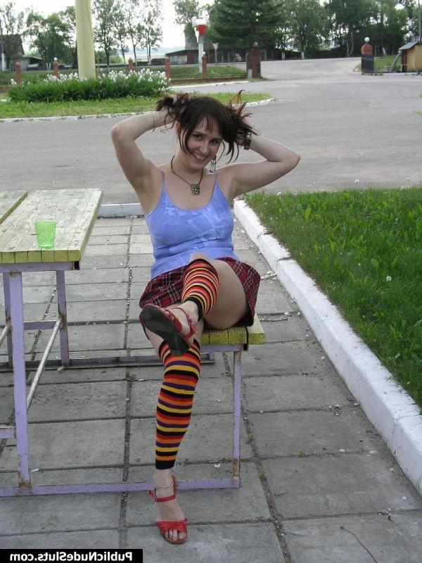 15P Yummy sexpot shocking the cafe visitors with her nude boobs and butt