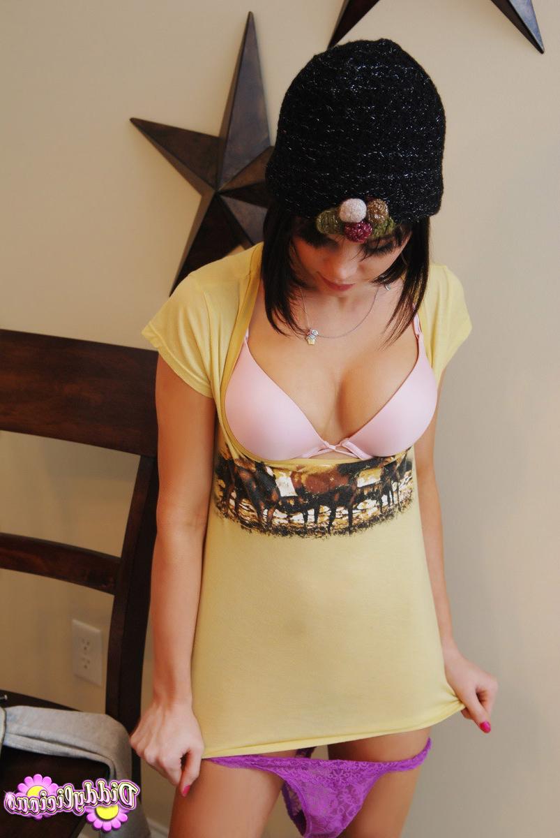 16P Tiny teen girl with shirt hair in hat