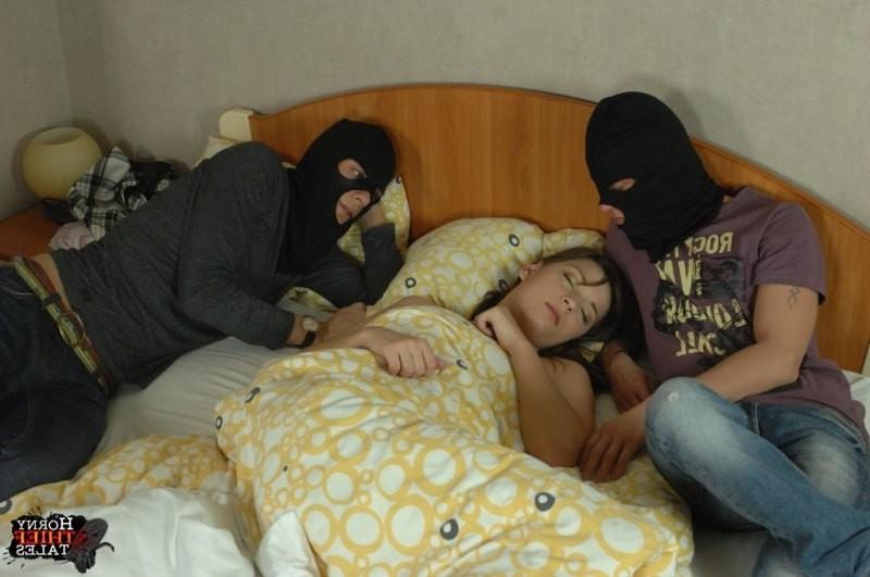 16P Teen is brutally gang banged by horny burglers during a break in