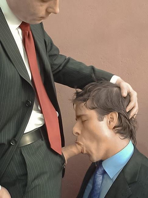 20P Two office fellows enjoy deep sucking and pissing onto a face