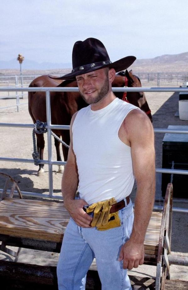 15P Rough cowboy strips and shows off his hot body