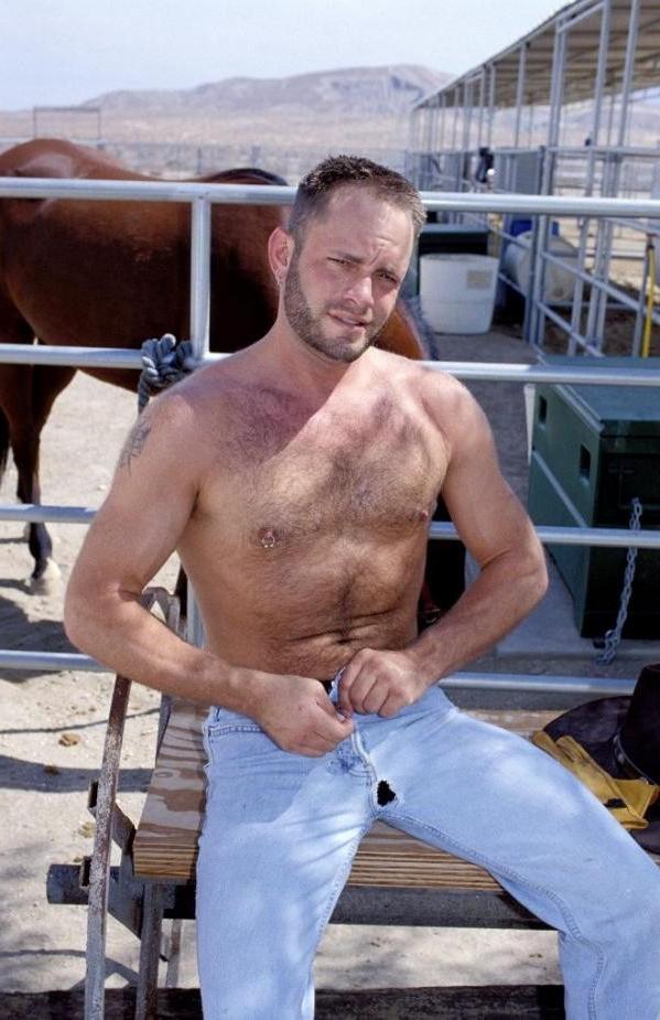 15P Rough cowboy strips and shows off his hot body