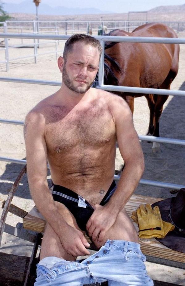 15P Rough cowboy strips and shows off his hot body