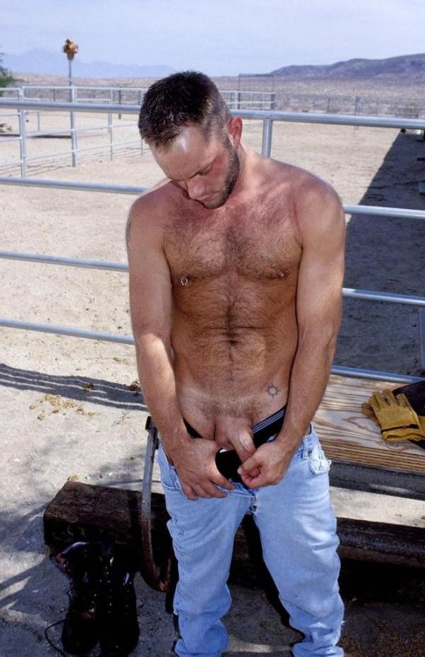 15P Rough cowboy strips and shows off his hot body