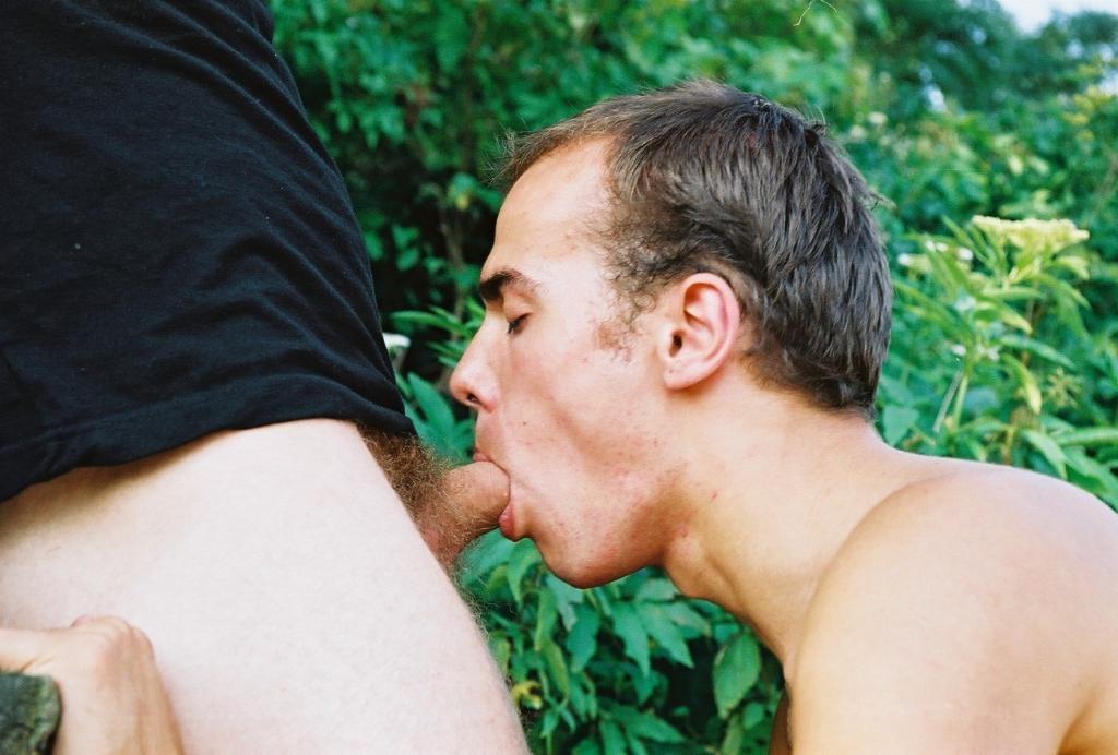 20P Gay hunk getting his ass pounded in threesome sex outdoors