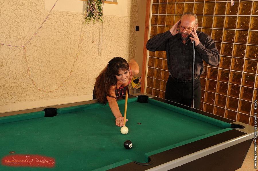 9P Pervert mom rides cock n gets fucked on pool-table