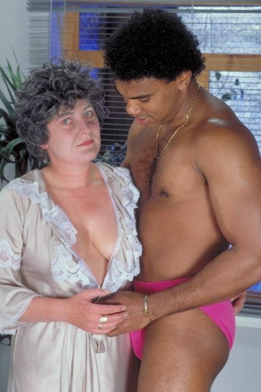 15P 62 years old granny tastes black cock