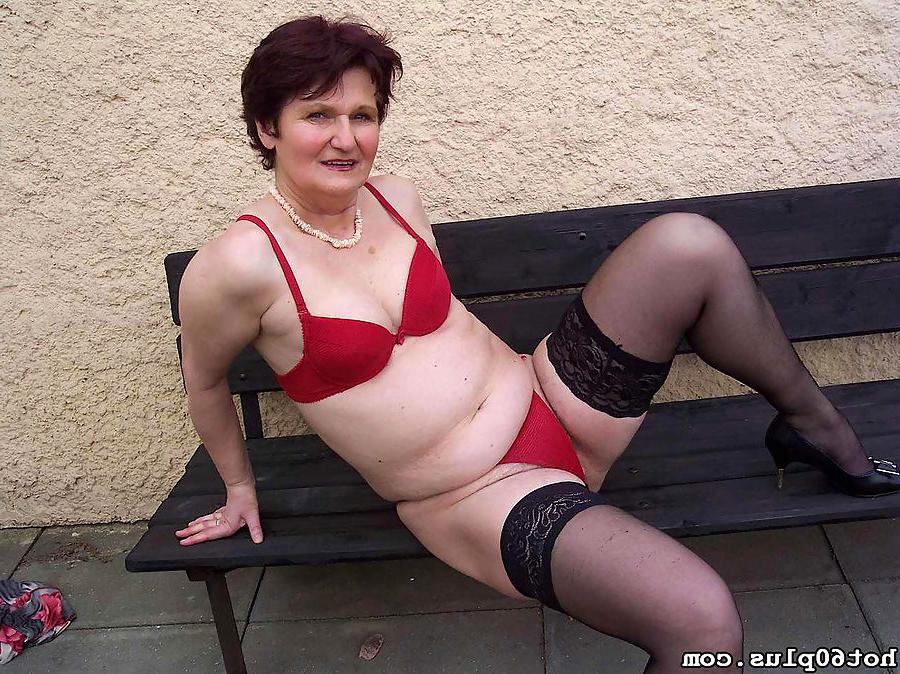 18P horny brunette granny gets banged hard by a young amateur stud
