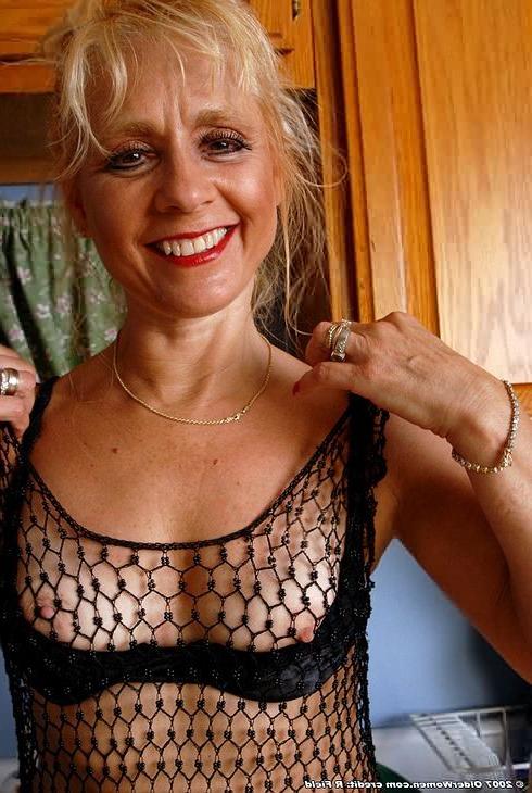 16P Slim Fifty Plus Granny in Lingerie Strips Nude in Her Kitchen