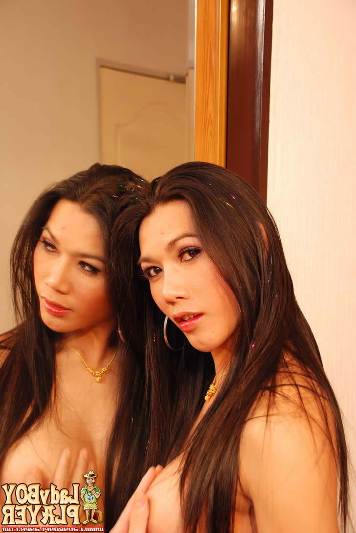 12P Sexy ladyboy in red satin dress