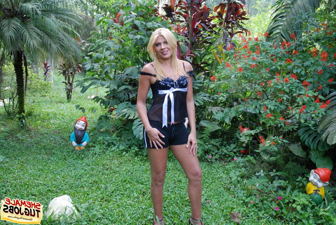 11P Horny blonde shemale having some fun.