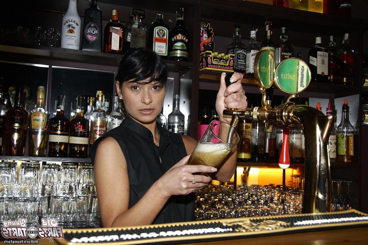 12P Horny senior buys the waitress her tight teenage pussyhole