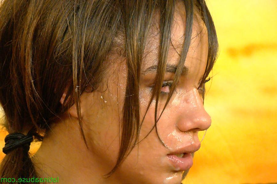 19P firsttimer latina does rough throatjob and gets facialed by two
