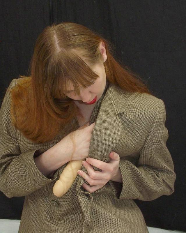 20P Horny strip teasing milf rubbing a dildo on her big tits