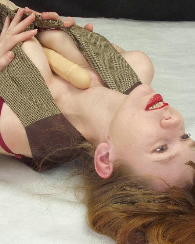 20P Horny strip teasing milf rubbing a dildo on her big tits