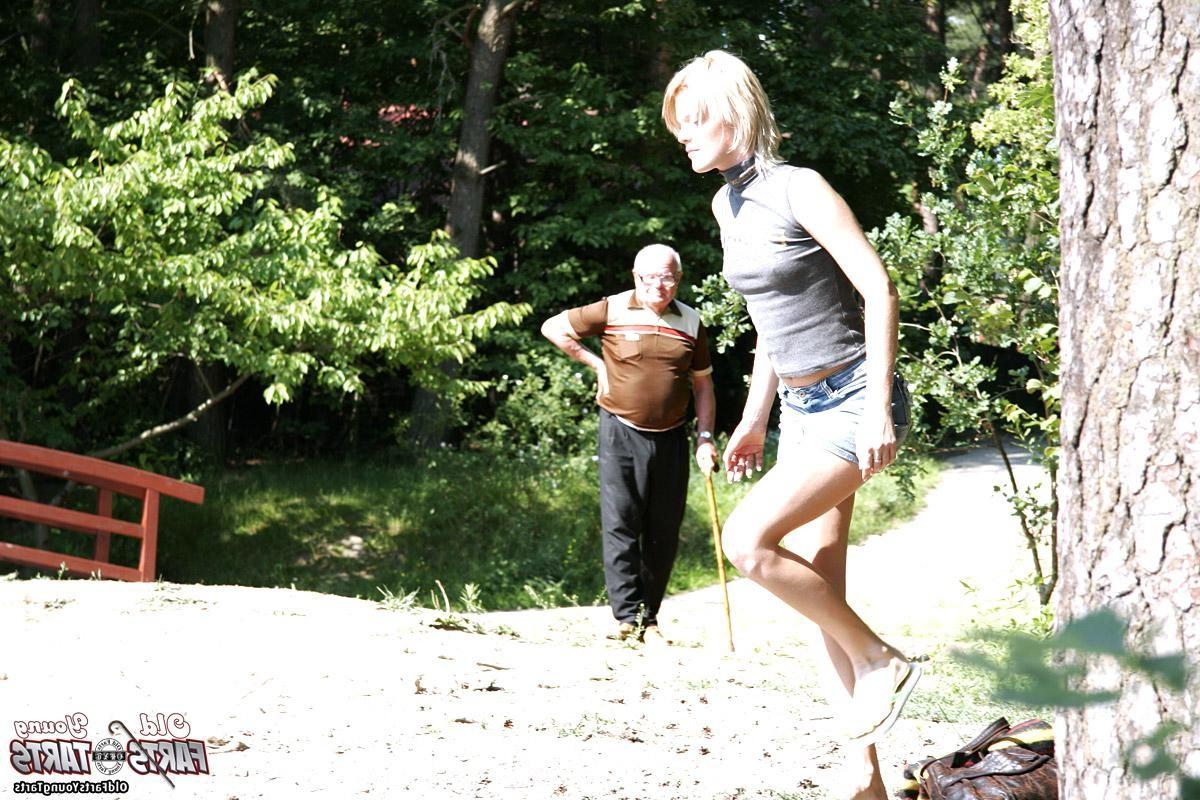 12P Horny grandpa stalks teen into the park to fuck her wild
