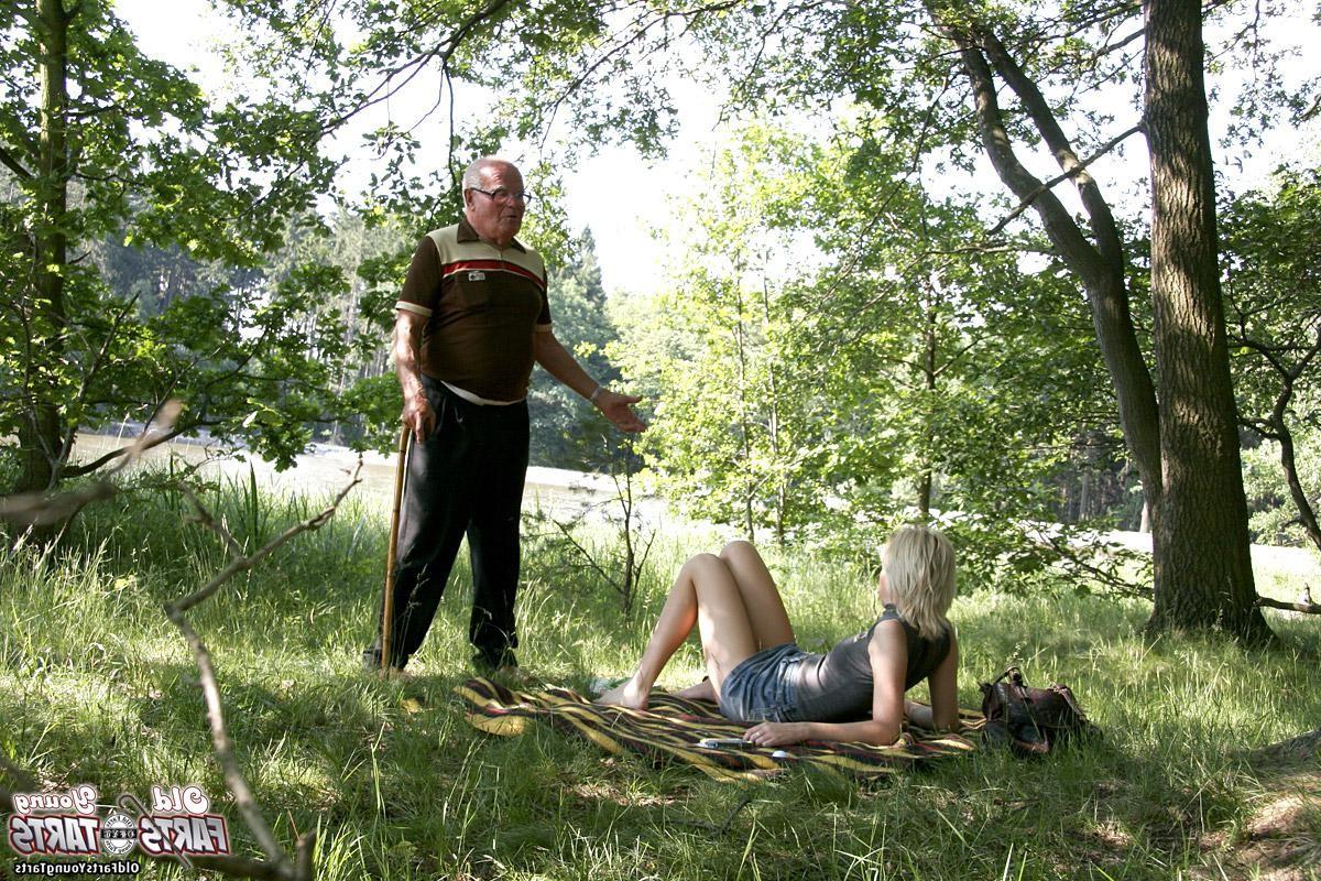 12P Horny grandpa stalks teen into the park to fuck her wild