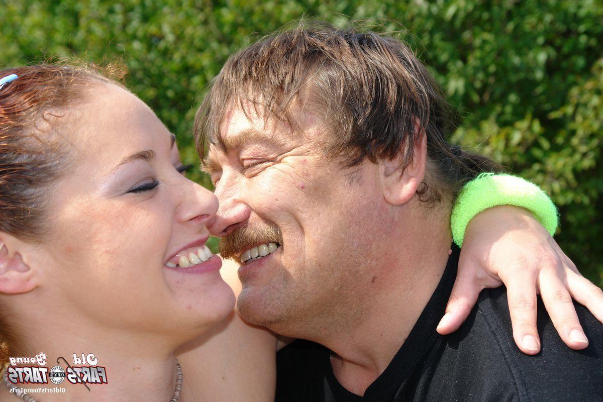 16P Busty teenage girl fucking a grumpy old grandpa outdoor