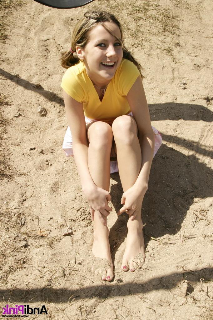 16P Cute teen girl upskirt in sandbox