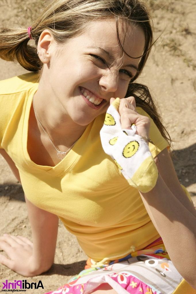 16P Cute teen girl upskirt in sandbox