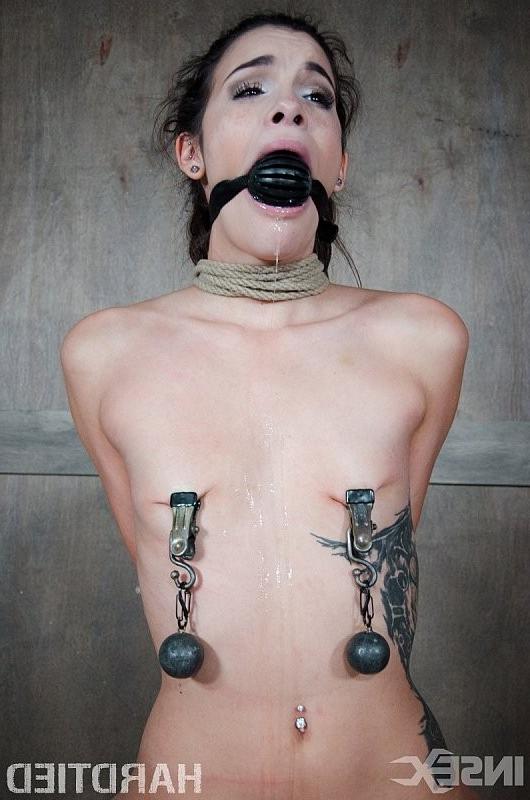 13P Eden Sin petite is bound in rope with nipples clamped and pussy 