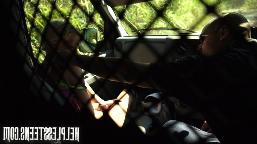 16P Skinny blonde teen taken to a dungeon for rough sex