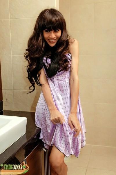 16P Ladyboy stripping and stroking her big hard cock