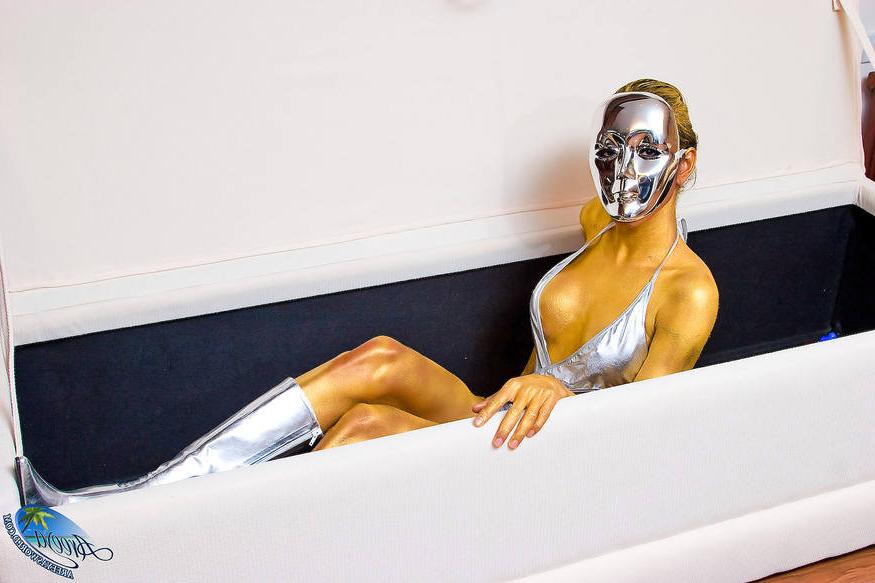15P ladyboy areeya with a silver mask