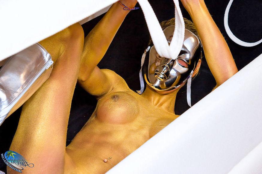 15P ladyboy areeya with a silver mask