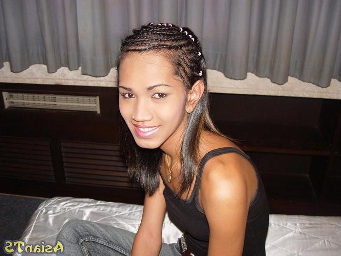 16P Petite ladyboy Nancy stroking her titanic shecock