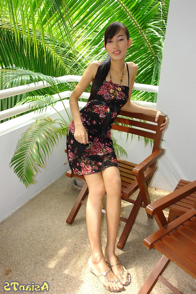 12P Cute petite asian ladyboy gets hard and shows off