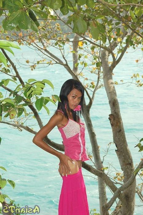16P Thai ladyboy Mint stroking her enormous shecock