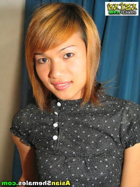 14P Petite asian ladyboy plays with her big cock