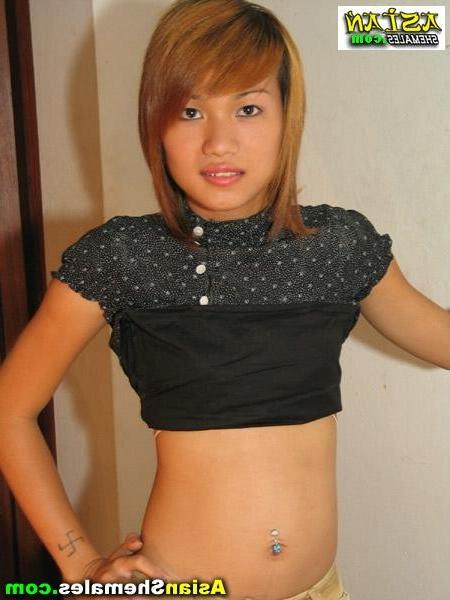 14P Petite asian ladyboy plays with her big cock