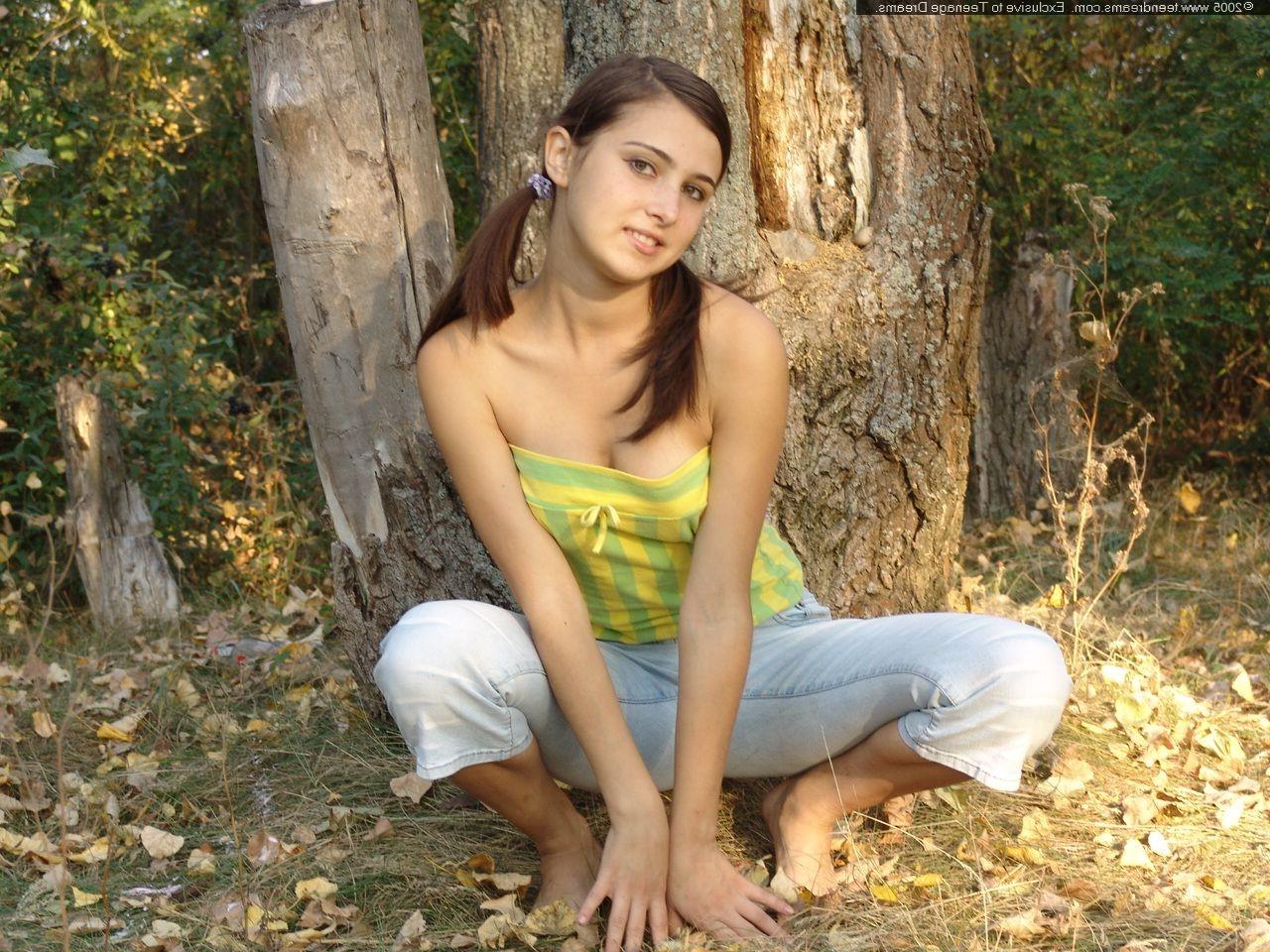 18P Hot Russian teen gets naked in the woods