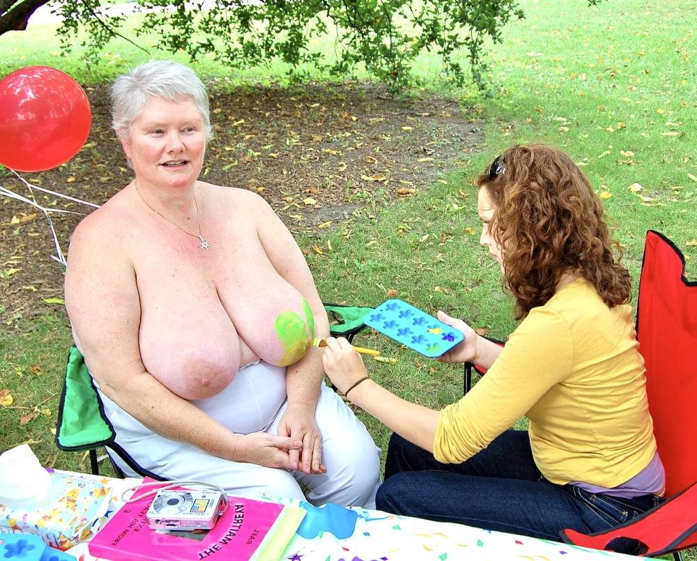 18P Nudist Granny Shows off Nice Huge Tits