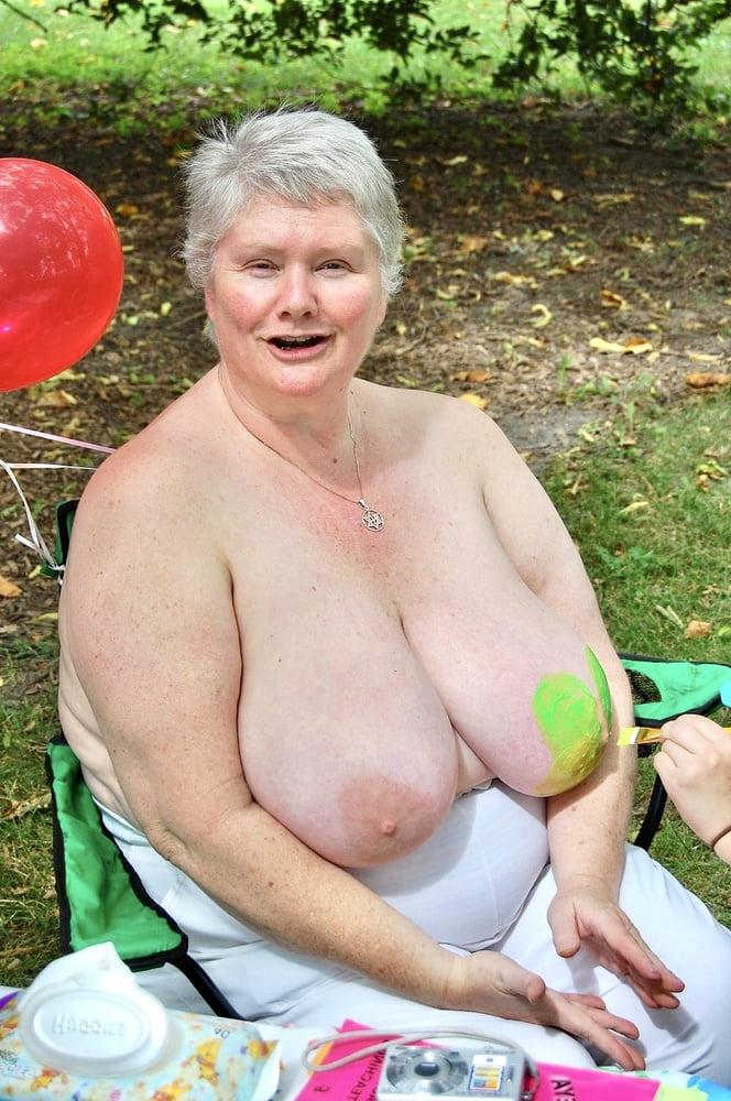 18P Nudist Granny Shows off Nice Huge Tits
