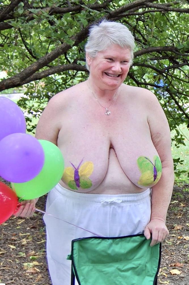 18P Nudist Granny Shows off Nice Huge Tits