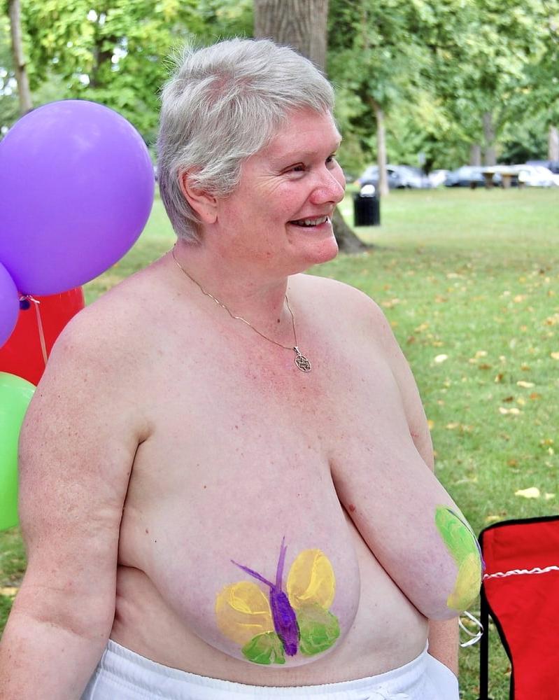 18P Nudist Granny Shows off Nice Huge Tits