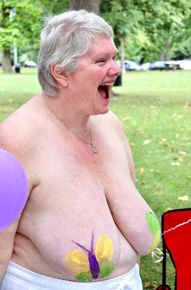 18P Nudist Granny Shows off Nice Huge Tits