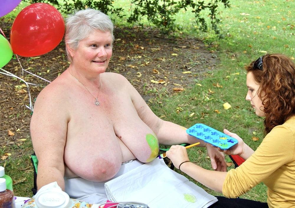 18P Nudist Granny Shows off Nice Huge Tits