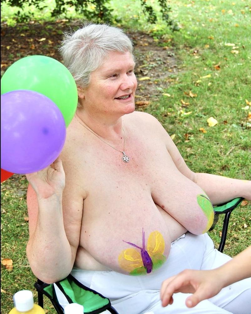 18P Nudist Granny Shows off Nice Huge Tits