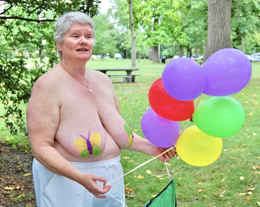 18P Nudist Granny Shows off Nice Huge Tits