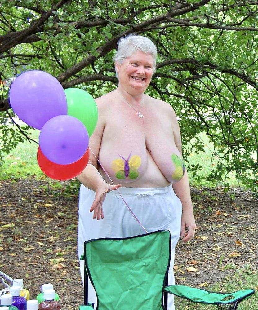 18P Nudist Granny Shows off Nice Huge Tits